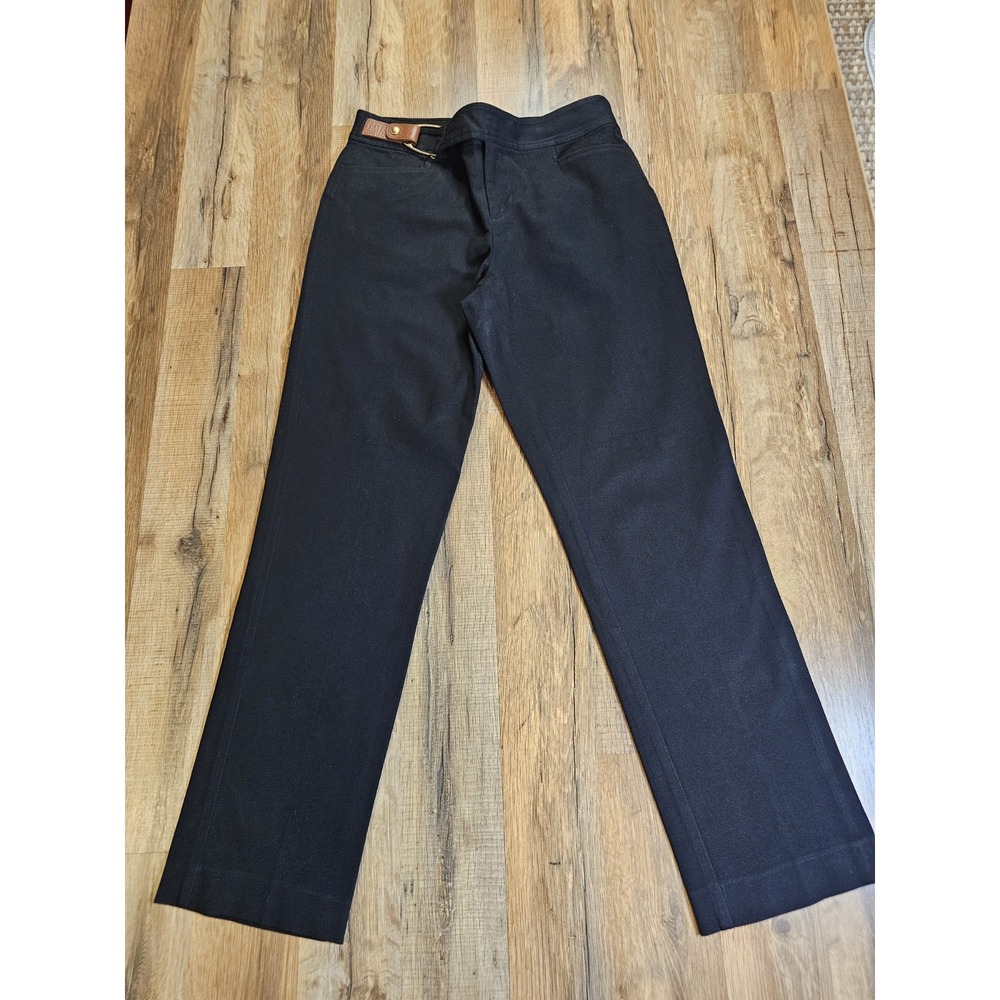 Lauren Ralph Lauren Black Chino Pants Leather Belt Accent Women's 2P Equestrian